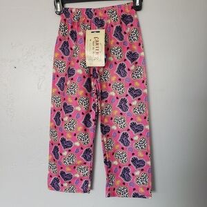 Carter's Watch the Wear NWT Little Girls 5/6 Pink Fleece Pajama Pants Heart PJs